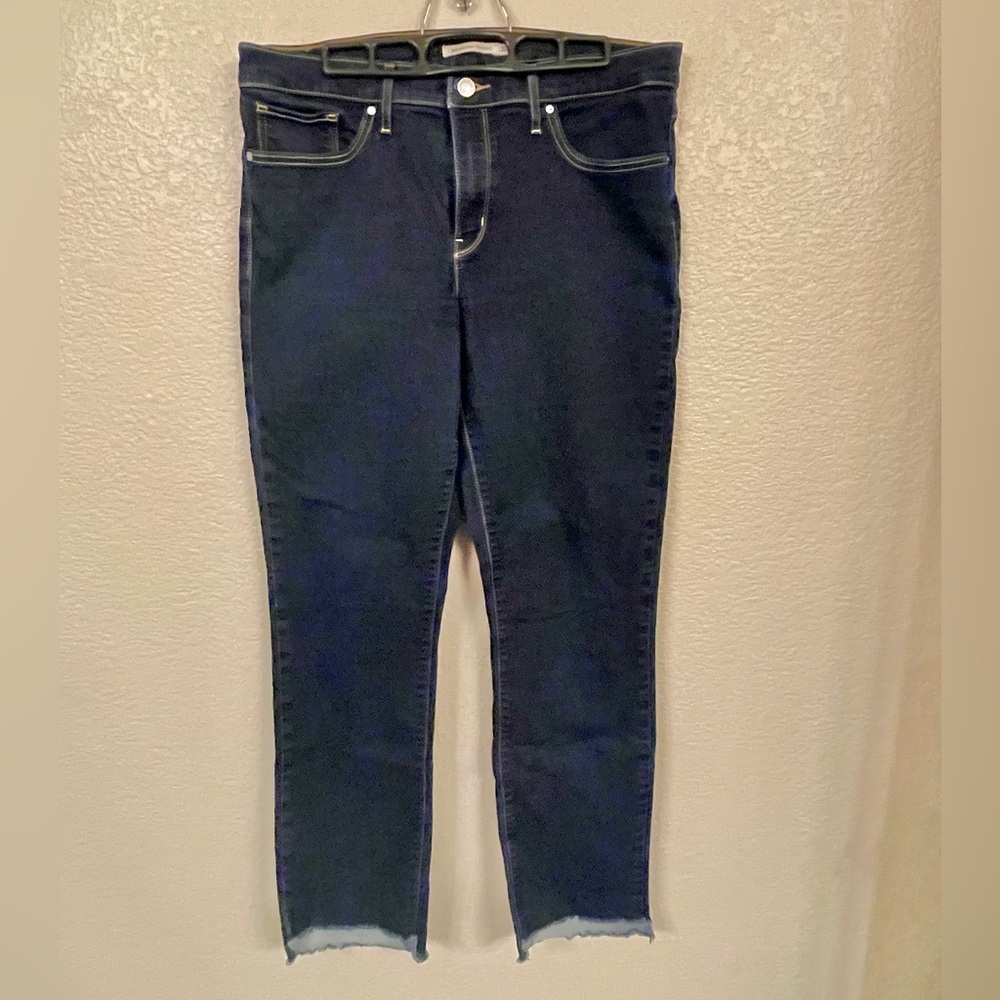 Levi’s 314 Women's Dark Wash Shaping Straight Leg Jeans with Raw Hem